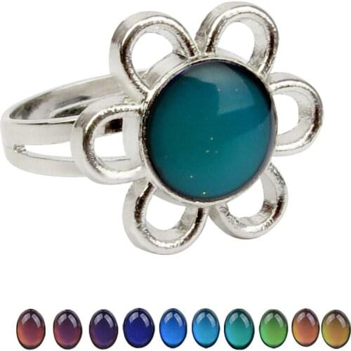 Mood Ring Sunflower Temperature Control Color Ring Retro Magic Female Gift Jewelry Women