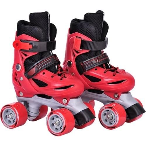 Roller Skates Boys Girls Women Kids Quad Skating Shoes Sliding Sneakers 4 Wheel 2 Row Line Outdoor Sports Adjustable Beginner