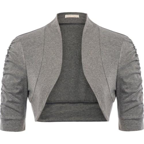 Womens Jackets Summer Autumn Comfy Lightweight Half Sleeve Open Front Shrug Bolero Wedding Party Formal Coat Outwear Ladies New