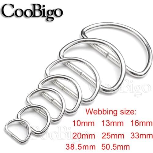 100pcs Metal D Ring Dee Buckle for Strap Webbing Backpack Bag Shoes Parts Leather Craft Strap Pets Collar DIY Sewing Accessories