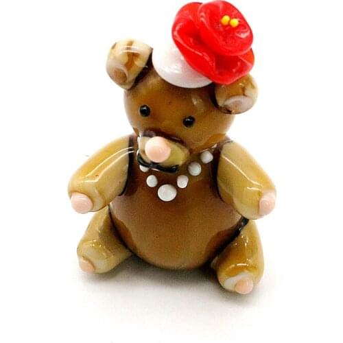 Cute Exquisite Vivid Cartoon Animals Craft Figurines Brown Handmade Couple Bear Ornaments Wedding Party Gifts Room Desktop Decor