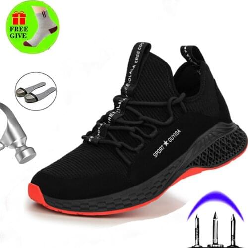Mens steel work safety shoes casual shoes breathable outdoor puncture proof sneakers comfortable industrial shoes for man