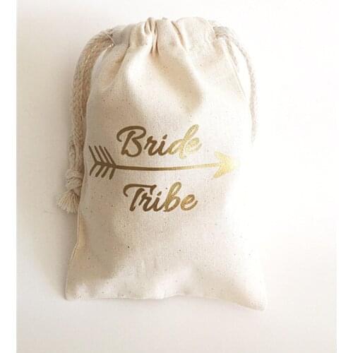 Customize bride arrow Survival Kit bag Bridal Party Hangovers bag wedding cotton drawstring gift bag gold Bachelorette Favor bag