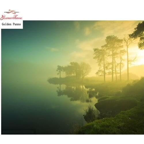 Golden Panno,Needlework,DIY DMC Cross stitch,Sets For Embroidery kit 14ct unprinted Light mist cross-Stitching,christmas 0109