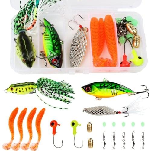 Sougayilang Multi Fishing Lures Set Wobblers Mixed Colors Soft Lure Kit Artificial Hard Bait Minnow Metal Jig Spoon Tackle