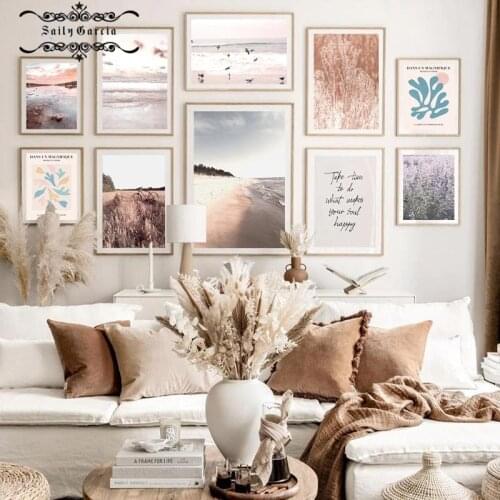 Nature Scenery Poster Wall Art Canvas Painting Nordic Ocean Flower Picture Abstract Print for Living Room Home Decor Art Design