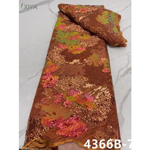 Nigerian Sequin Lace Fabric High Quality Lace African Sequence Lace Fabric for Wedding French Tulle Lace with Sequins APW4366B