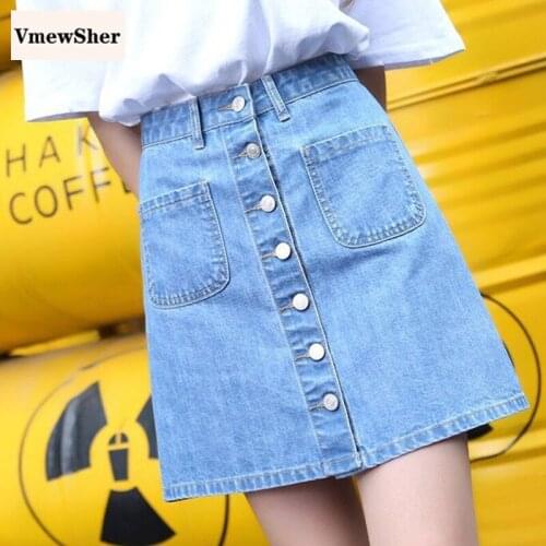 VmewSher New Vintage Women Denim Culottes High Waist Single Breasted Female Mini Skirt with Pants Fashion Short Streetwear Skirt