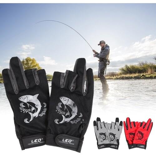 1 Pair 3 Fingerless Fishing Gloves Breathable Quick Drying Anti-slip Fishing Gloves Outdoor Sports Cycling Camping Running