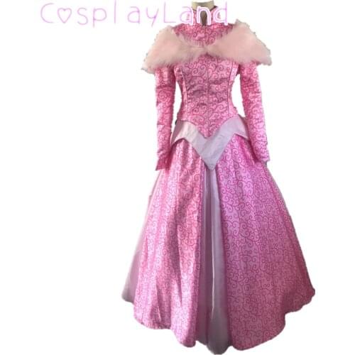 Princess Dress Cosplay Costume Halloween Costumes Pink Women Winter Dress Ball Gown with Petticoat Lace Up Long Sleeve