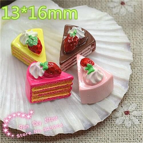 Resin 3D strawberry cake candy for decoration 13*16mm 50pcs/lot