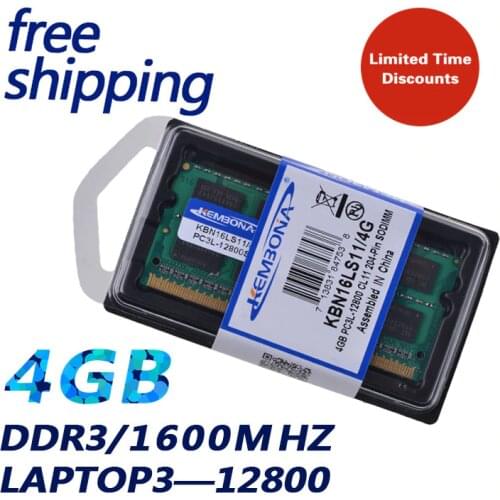 KEMBONA Lifetime Warranty ! 1.35V DDR3L 1600 MHz DDR3 PC3-12800 4GB SO-DIMM Memory Module Ram Memoria for Laptop