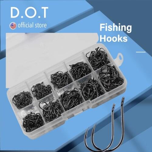 DOT Fishing Hooks Set High Carbon Steel Jig Bait Sharp Fish Hook for Saltwater Freshwater