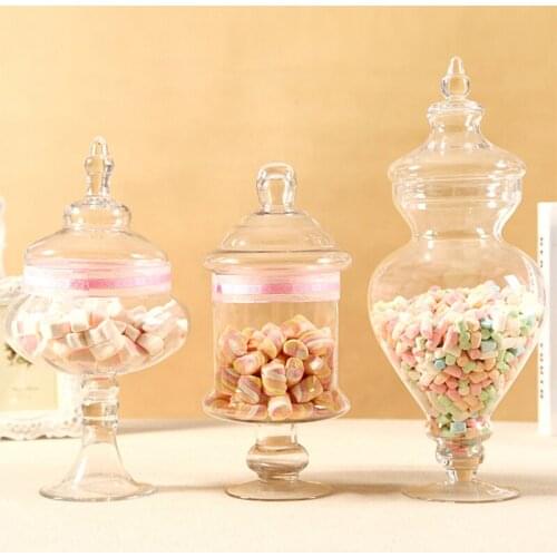 Transparent Creative Glass bottles Decoration Crafts transparent dust-proof stand dessert candy jars tea caddy Boxes storage jar