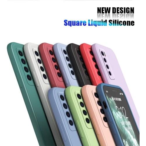 Straight Square Liquid Silicone for Samsung Galaxy A12 A52 A72 A11 A21S A31 A41 A51 A71 4G A10 A10S A50 A50S A30 A30S Soft Cover
