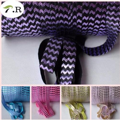 9 colors Lavender Foil Chevrons FOE elastics, 5/8"metallic lavender chevron fold over elastic 50 yards/roll
