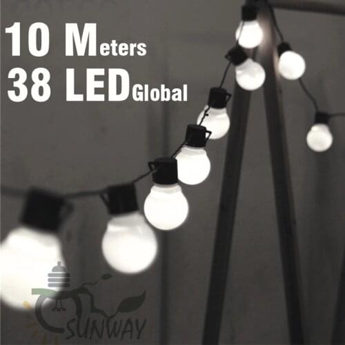 10M LED String Lights with 38Pcs G50 White Globe for Indoor Outdoor Garden Party Patio Decoration and Connectable Plug included