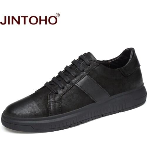 JINTOHO High Quality Genuine Leather Men Shoes Casual Fashion Male Shoes Black Leather Mens Moccasins Brand Shoes