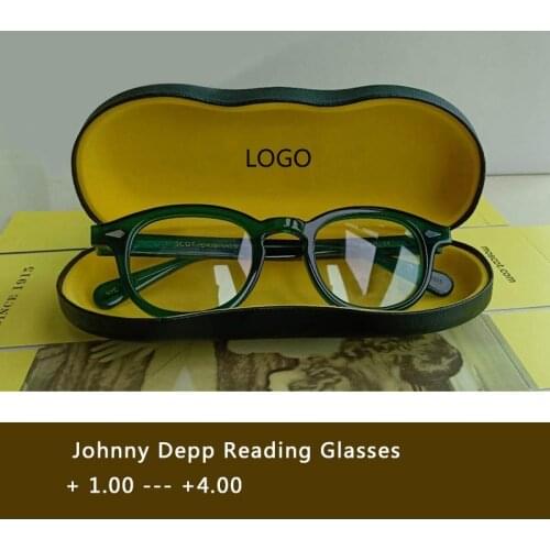 Green Johnny Depp Reading Glasses man Women Acetate Retro Presbyopic Diopter +1.0 +1.5 +2.0 +2.5 +3.0 +3.5 +4.0 Handmade box