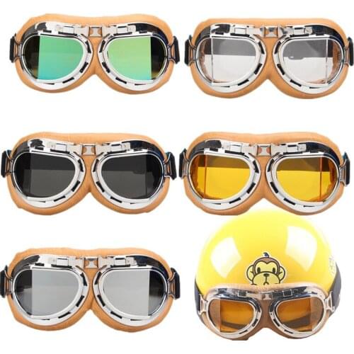 Yellow Aviator Pilot Cruiser Motorcycle Scooter ATV Goggle Eyewear 5 Lens