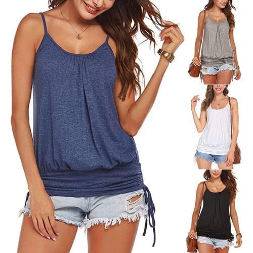 Summer T Shirt Women 2021 New Bertha Ear Sexy Small Condole Belt Vest Outside Draw String 2021 Harajuku Tshirt OKBS116