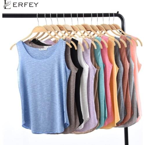 LERFEY Girls Vest Colored Camisole Women Thin Tops Sexy Sleeveless Tees Summer Slim Undershirts Teenager Casual O neck Tank