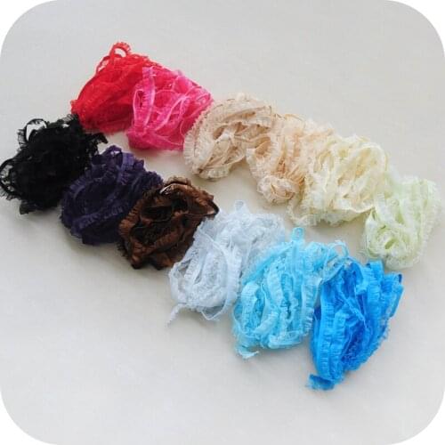 10M/1CM Wide Lace Fabric Mesh Accessories Pleated Lace Elastic Band Skirt Handmade DIY Black Lace Trim