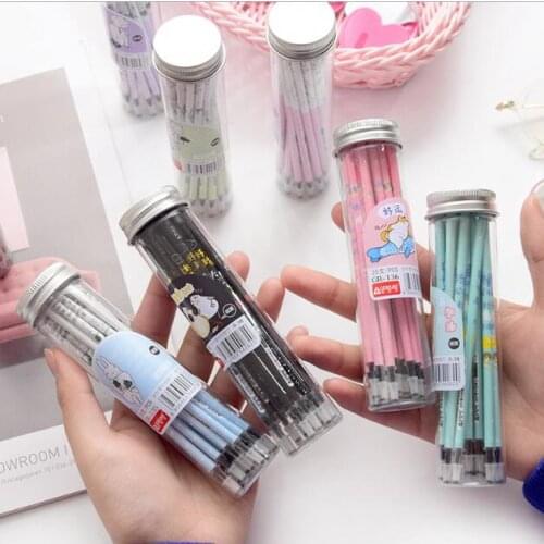 20pcs/Box 0.38mm and 0.55mm Cartoon Black Pen Refill School Students Writing Pen Black Ink Office Stationery