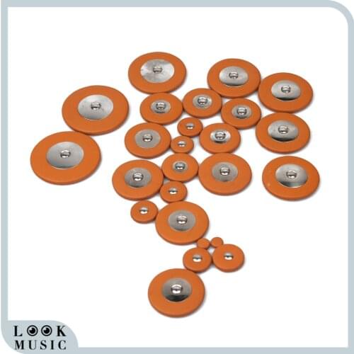 25pcs Orange Tenor Saxophone Leather Pads Woodwind Sax Parts For Tenor Saxophone Repair Real Leather Pad Metal Resonator