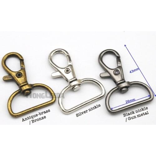 50pcs/lot 25mm 1 inch Alloy Swivel Clasps Snap Key Hooks DIY Key Chain Ring nickle/black/bronze Free Shipping HK-008