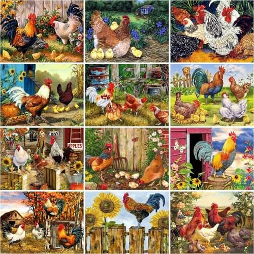 5D DIY Diamond Painting Animals Chicken Cross Stitch Kit Full Drill Square Embroidery Mosaic Art Picture of Rhinestones Decor