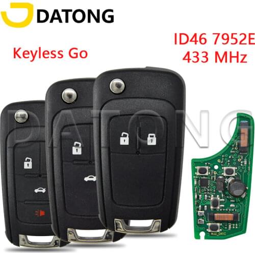 Datong World Car Remote Control Key For Chevrolet Cruze Aveo Camaro Equinox Malibu Orlando Trax ID46 PCF7952E 433MHz Keyless Go
