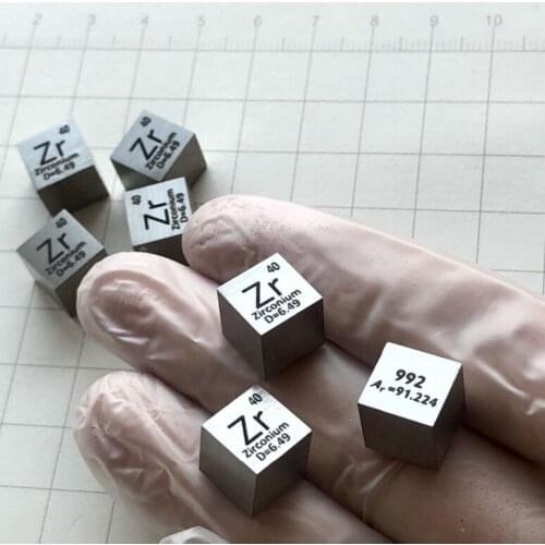 Free shipping 5pcs & 10pcs 99.2% purity Zr carved element periodic table 10mm cube with 6.5g Zirconium ingot / pellet / block