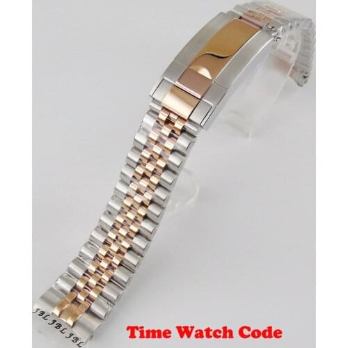 Two tone 20mm width watch band parts Jubilee bracelet fit for 40mm mens wristwatch rose golden strap replacement
