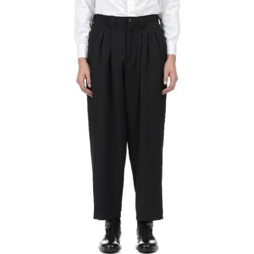 Quality High mens casual pants loose large size mens trousers dark black trend pants Runway fashion