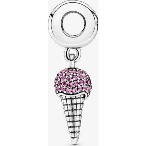2020 Spring 925 Sterling Silver Beads Pave Setting Ice Cream Cone Charm fit Original Pan Bracelets Women DIY Fashion Jewelry