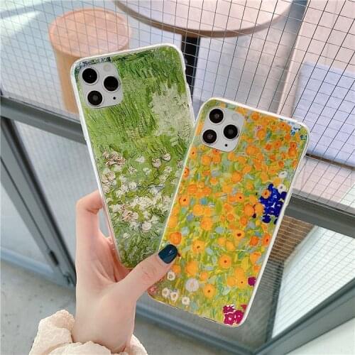 Retro Sweet yellow flower painting art japanese Phone Case for apple iPhone 11 Pro Max Xr Xs Max 7 8 Plus 7Plus case Cute cover