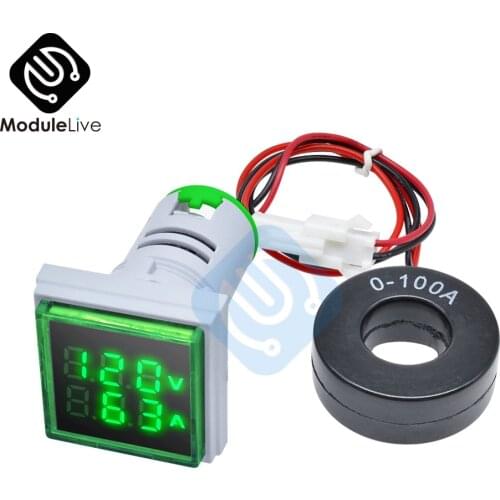 Green Color Hot sale Digital Voltmeter Ammeter Voltage Current Meter Detector Green Square Tester 220V Tools