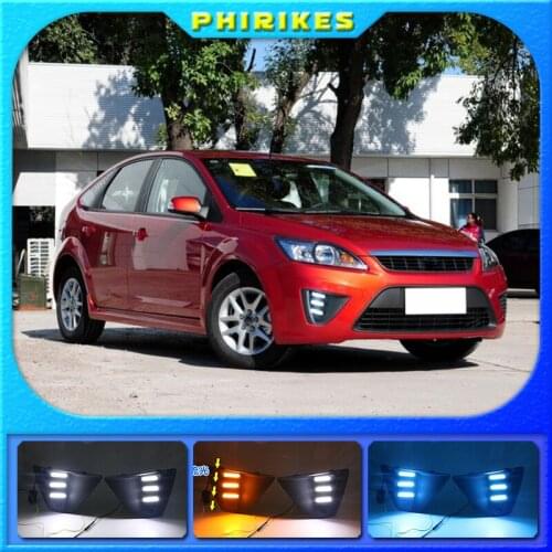 For Ford Focus 2019 LED Daytime Running Light Yellow Turning Signal Relay Waterproof ABS 12V Car DRL Lamp