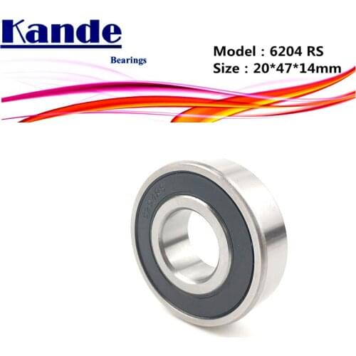 Kande 6204RS 2PCS ABEC-5 6204 2RS Single Row Deep Groove Ball Bearing 20*47x14 mm 6204RZ Bearing