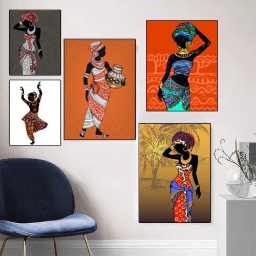African Black Woman Dancing Canvas Paintings Posters and Prints Wall Art Picture for Living Room Home Wall Decoration Cuadros