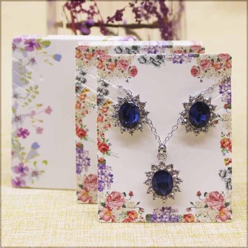 Zerong 50pcs flower style Earrings and Necklace Display Cards Cardboard necklace set pendant Package Hang Tag Card 5.1*6.3cm