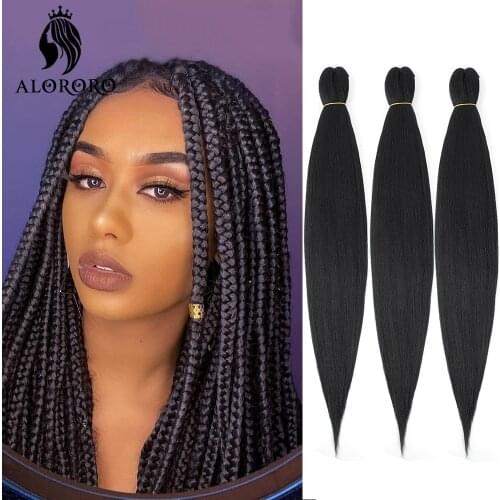 Alororo Easily Braids Pre Stretched Braiding Hair Low Temperature Fiber Synthetic Hair Extension Professional Crochet Hair