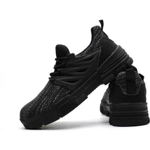 Lightweight Breathable Safety Shoes Men Steel Toe Boots Work Clothes Men Safety Boots Protective Black Outdoor Construction Shoe