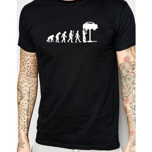 Harajuku Summer Evolution Auto Mechaniker Mechanic Car T-Shirt Tops Funny Gift T Shirt Cotton tee shirt fashion tshirts Men