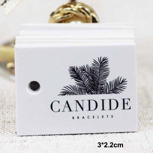 Custom logo 1000pcs white paper black letter print garment swing hang tag black background white letter custom logo brand tag