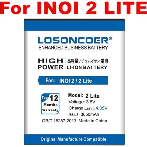 LOSONCOER 3050mAh NEW 2 LITE Battery For INOI 2 Lite INOI2 Lite Smart Mobile Phone Battery+Tracking Number