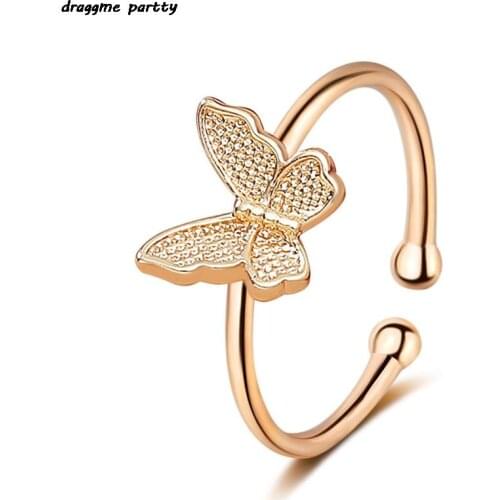 Opening Adjustable Butterfly Ring New Design Fashion Jewelry Luxury Cocktail Party Ring For Women Gift