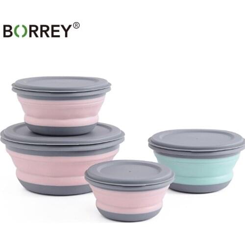 BORREY Plastic Folding Bowl Food Lunch Box Portable 3Pcs/Set Small Bowl Sets Children Bento Boxes bowls For Food Snack Container