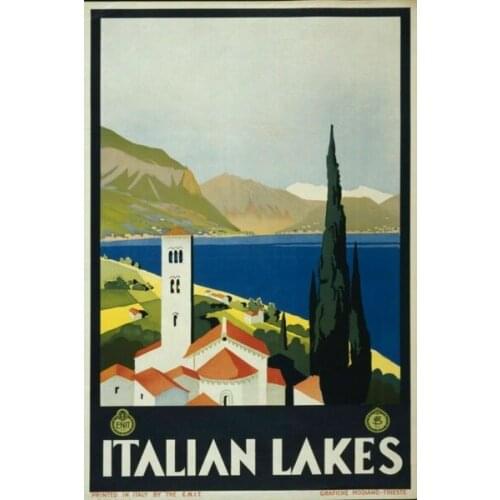Italian Lakes Travel Advert Vintage Retro style Metal Sign